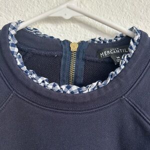J. Crew Factory Navy Sweatshirt with Gingham Trim